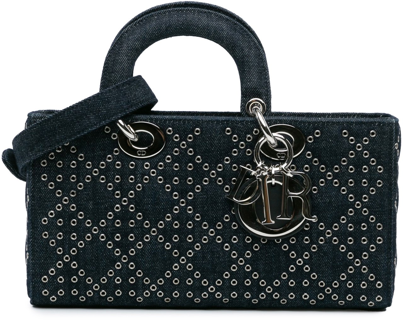 Dior Medium Denim Cannage Eyelet Lady D Joy Blauw