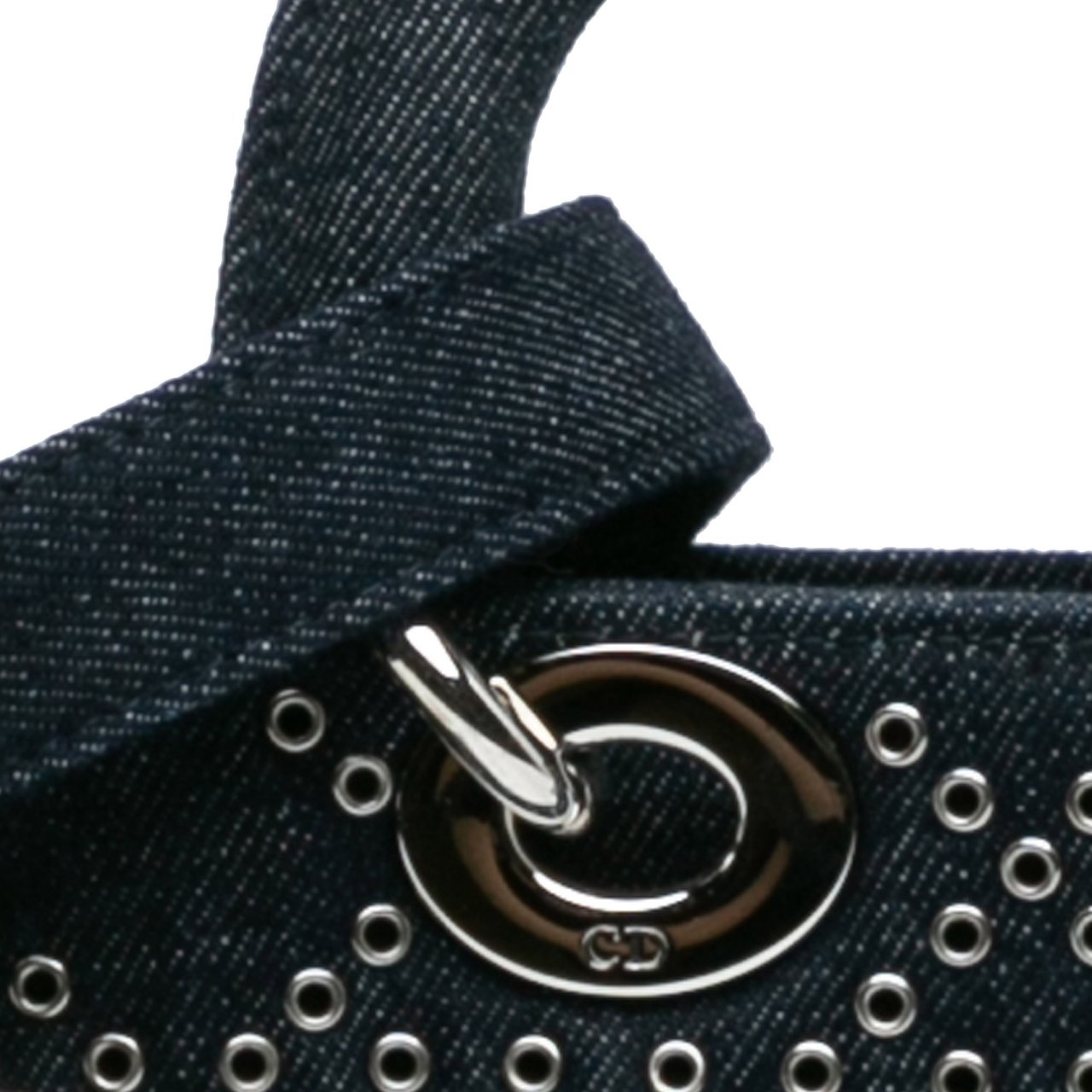Dior Medium Denim Cannage Eyelet Lady D Joy Blauw