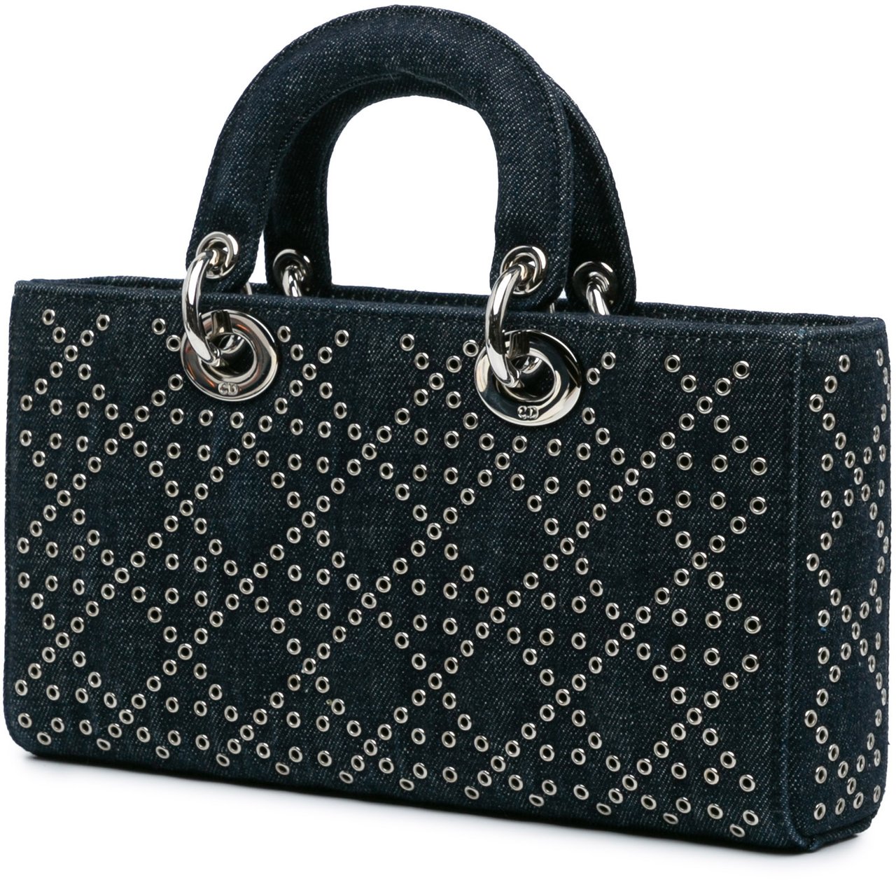 Dior Medium Denim Cannage Eyelet Lady D Joy Blauw