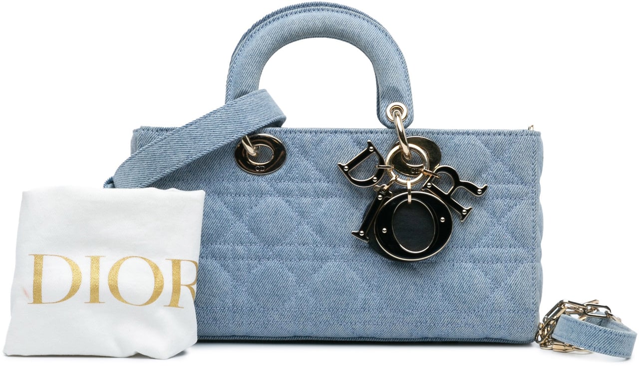 Dior Medium Denim Cannage Lady D Joy Blauw