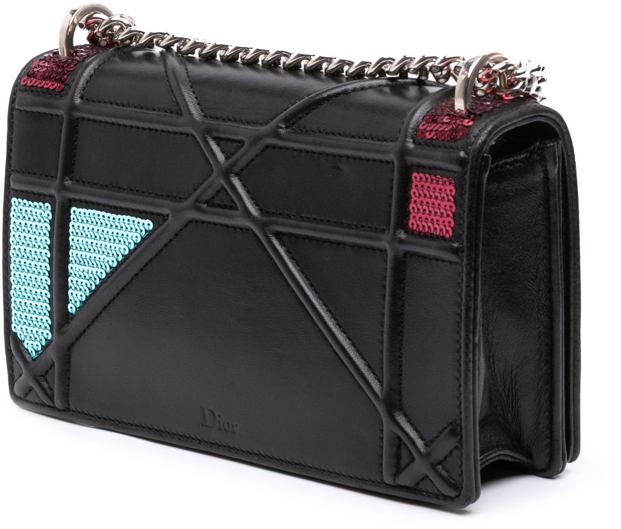 Dior Mini Lambskin Sequin Diorama Flap Zwart