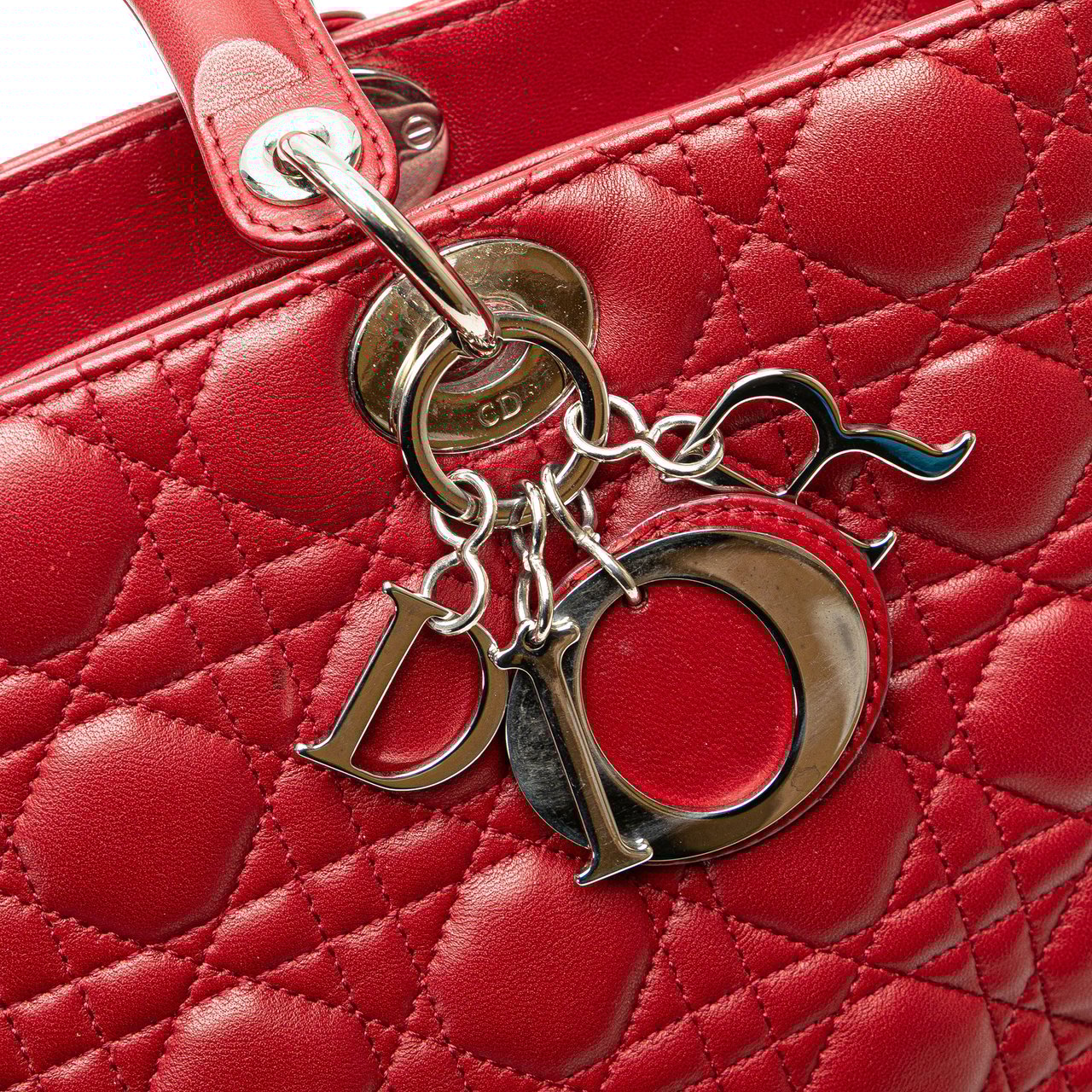 Dior Large Lambskin Cannage Lady Dior Rood