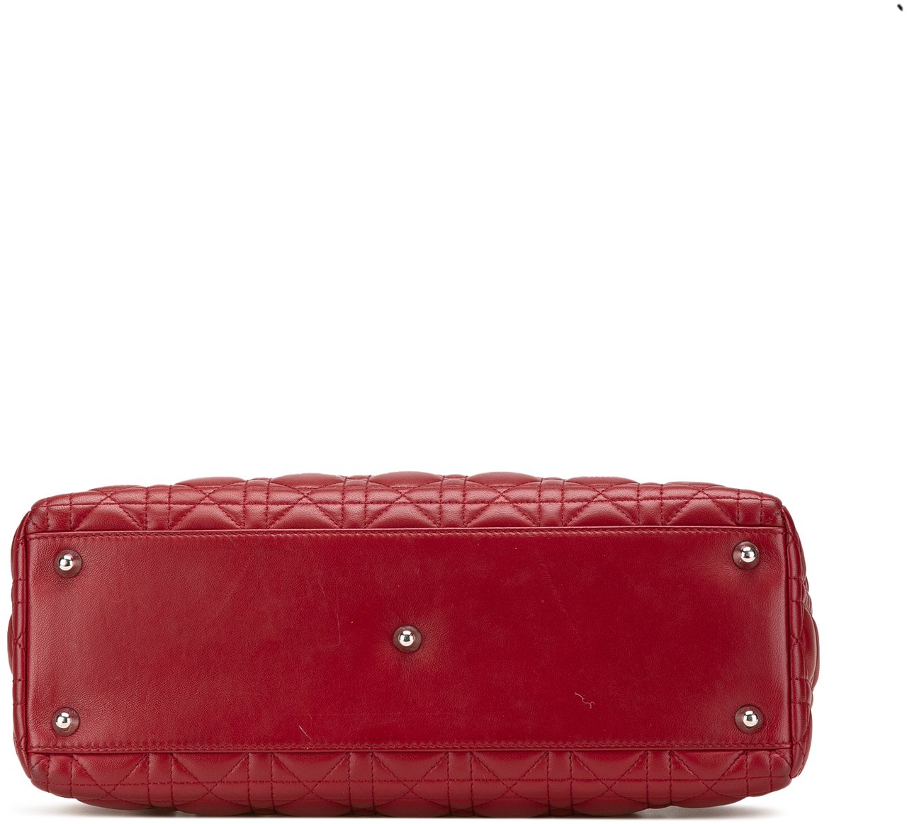 Dior Large Lambskin Cannage Lady Dior Rood