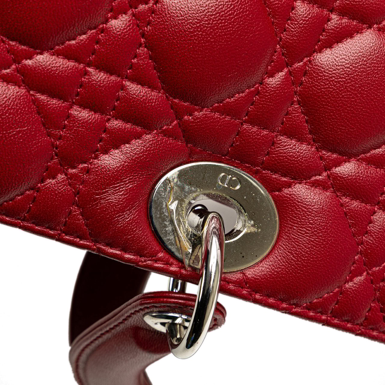 Dior Large Lambskin Cannage Lady Dior Rood