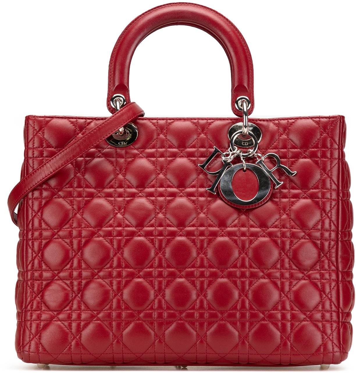 Dior Large Lambskin Cannage Lady Dior Rood