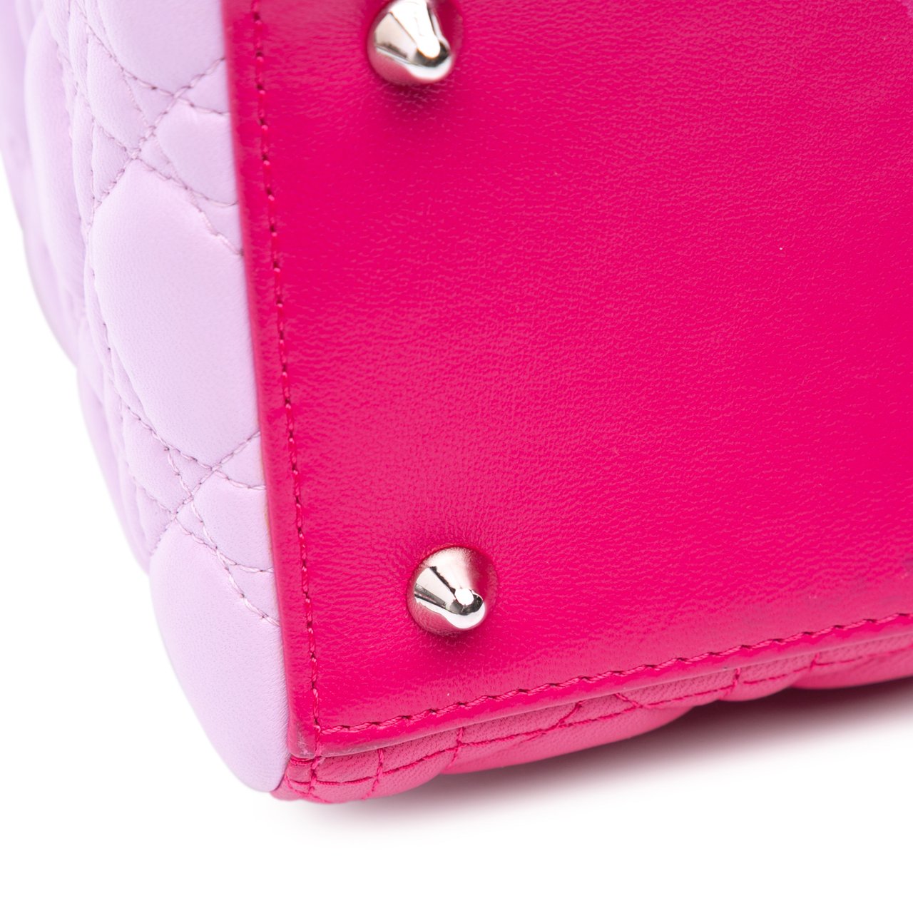 Dior Medium Tricolor Lambskin Cannage Lady Dior Roze