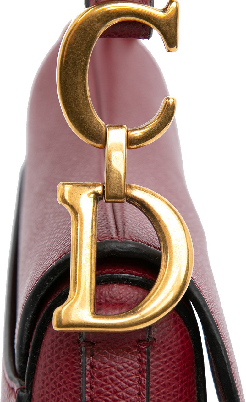 Dior Mini Grained Calfskin Saddle Bag Rood