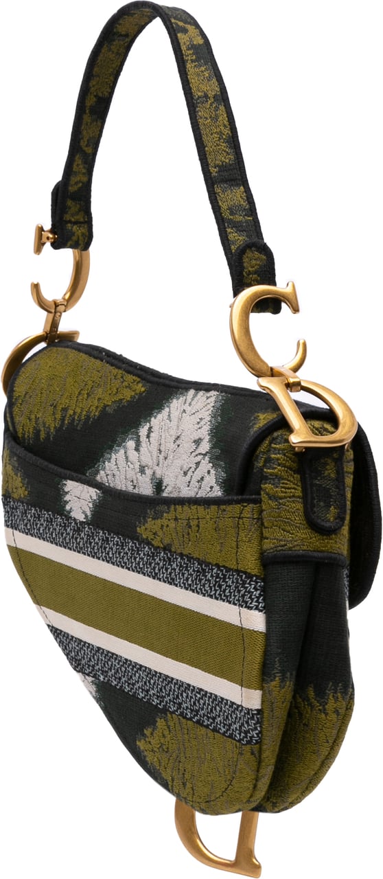 Dior Canvas Embroidered Tie Dye Saddle Bag Groen