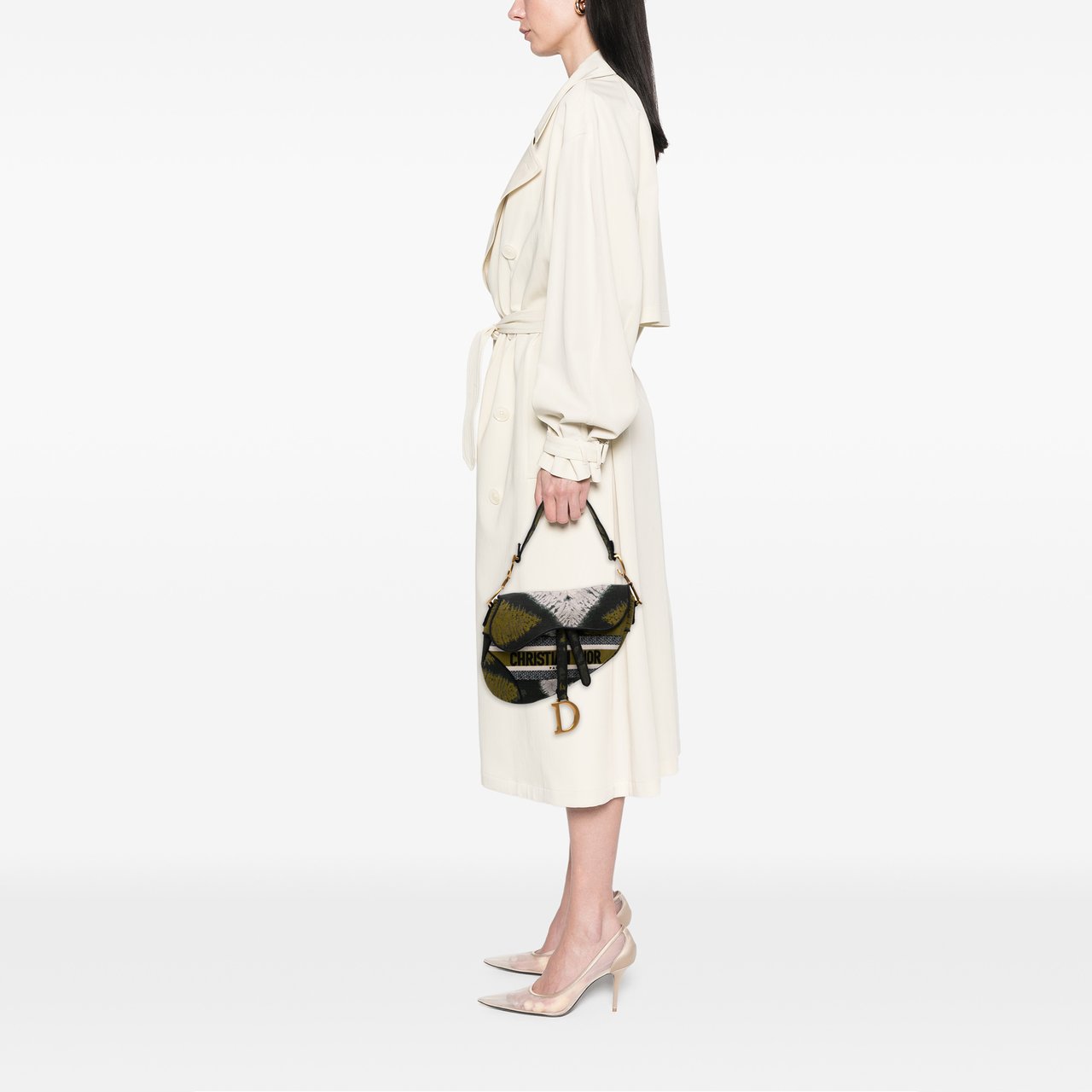 Dior Canvas Embroidered Tie Dye Saddle Bag Groen