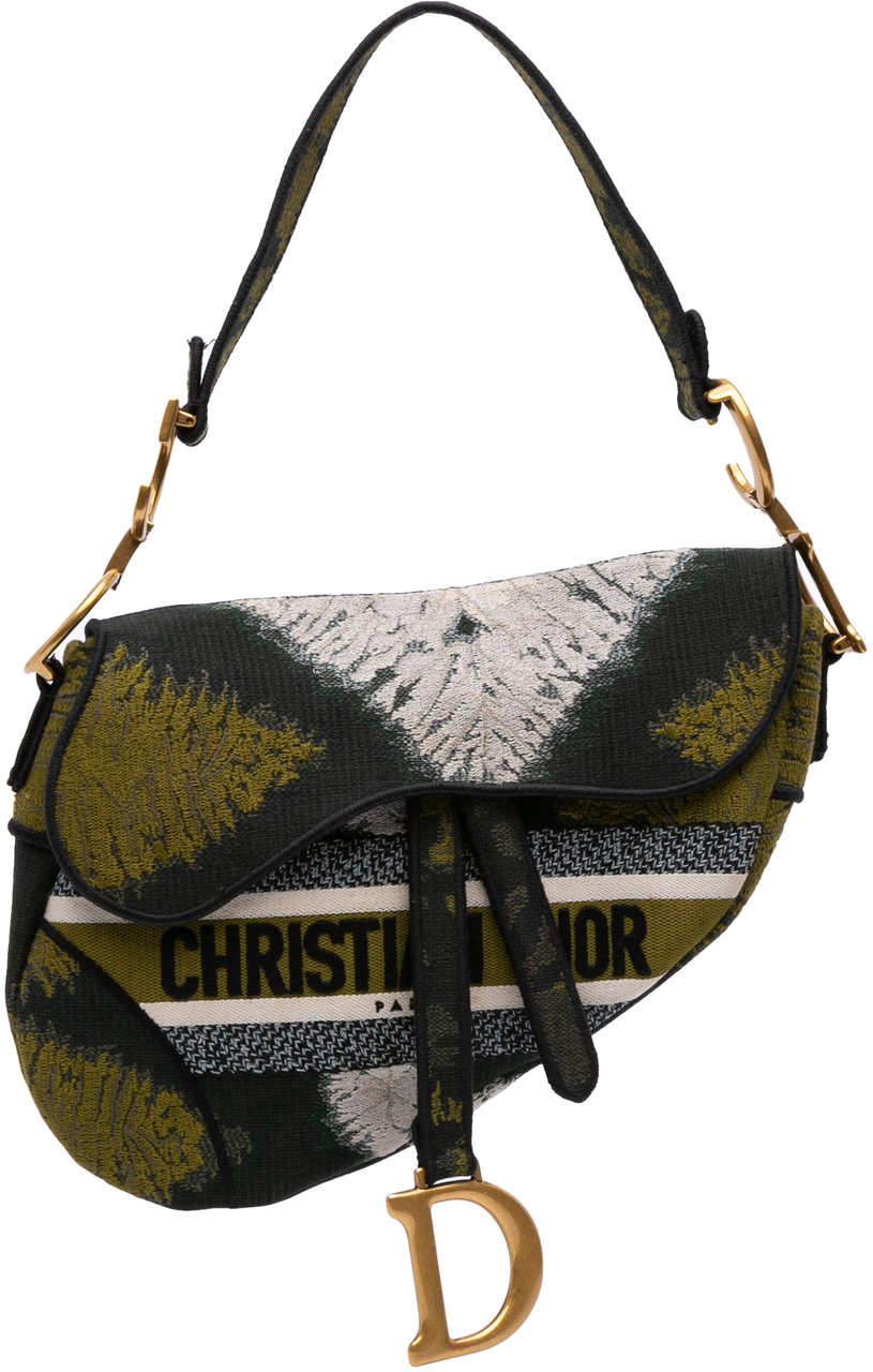 Dior Canvas Embroidered Tie Dye Saddle Bag Groen