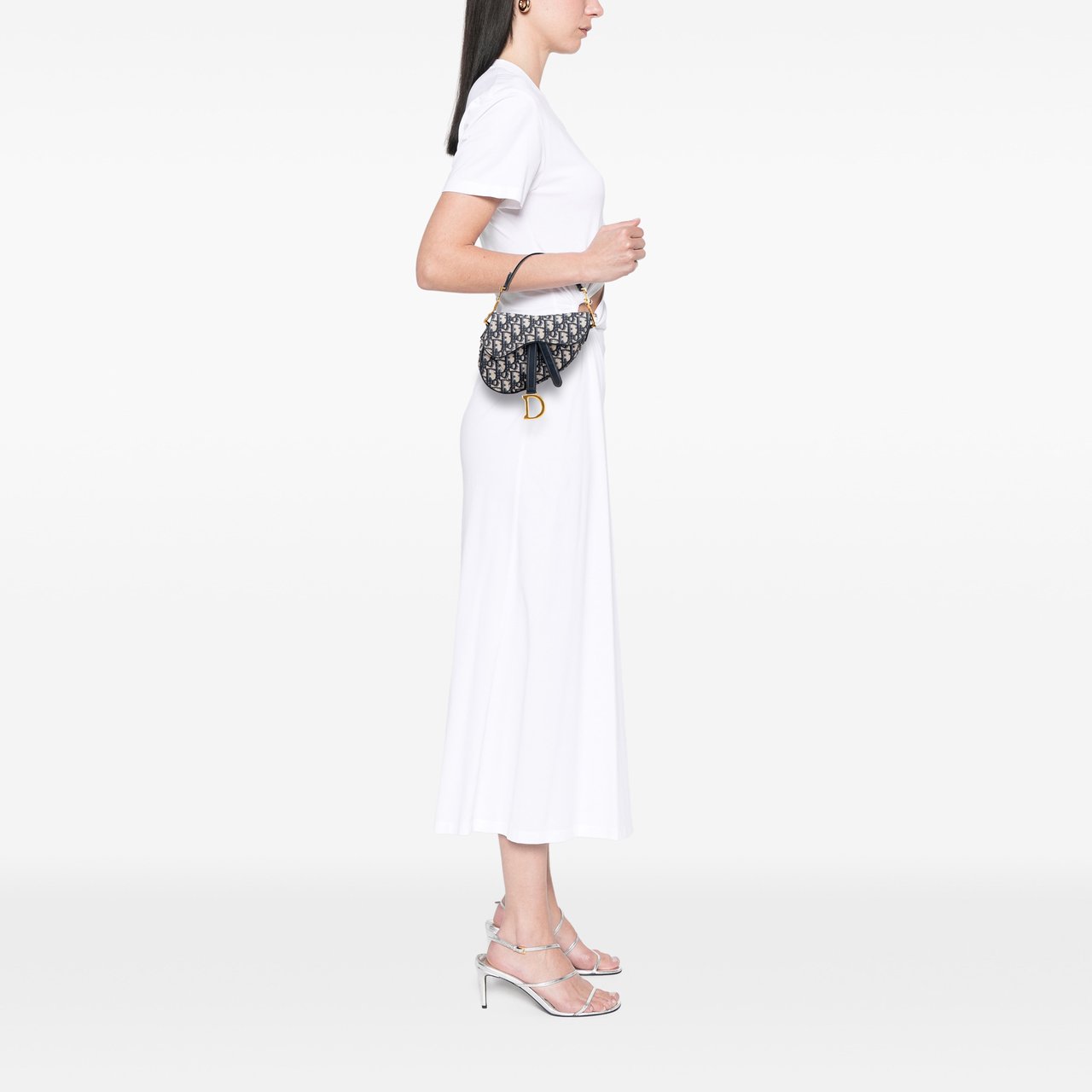 Dior Mini Oblique Canvas Saddle Bag Blauw