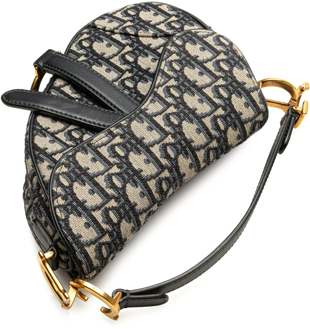 Dior Mini Oblique Canvas Saddle Bag Blauw