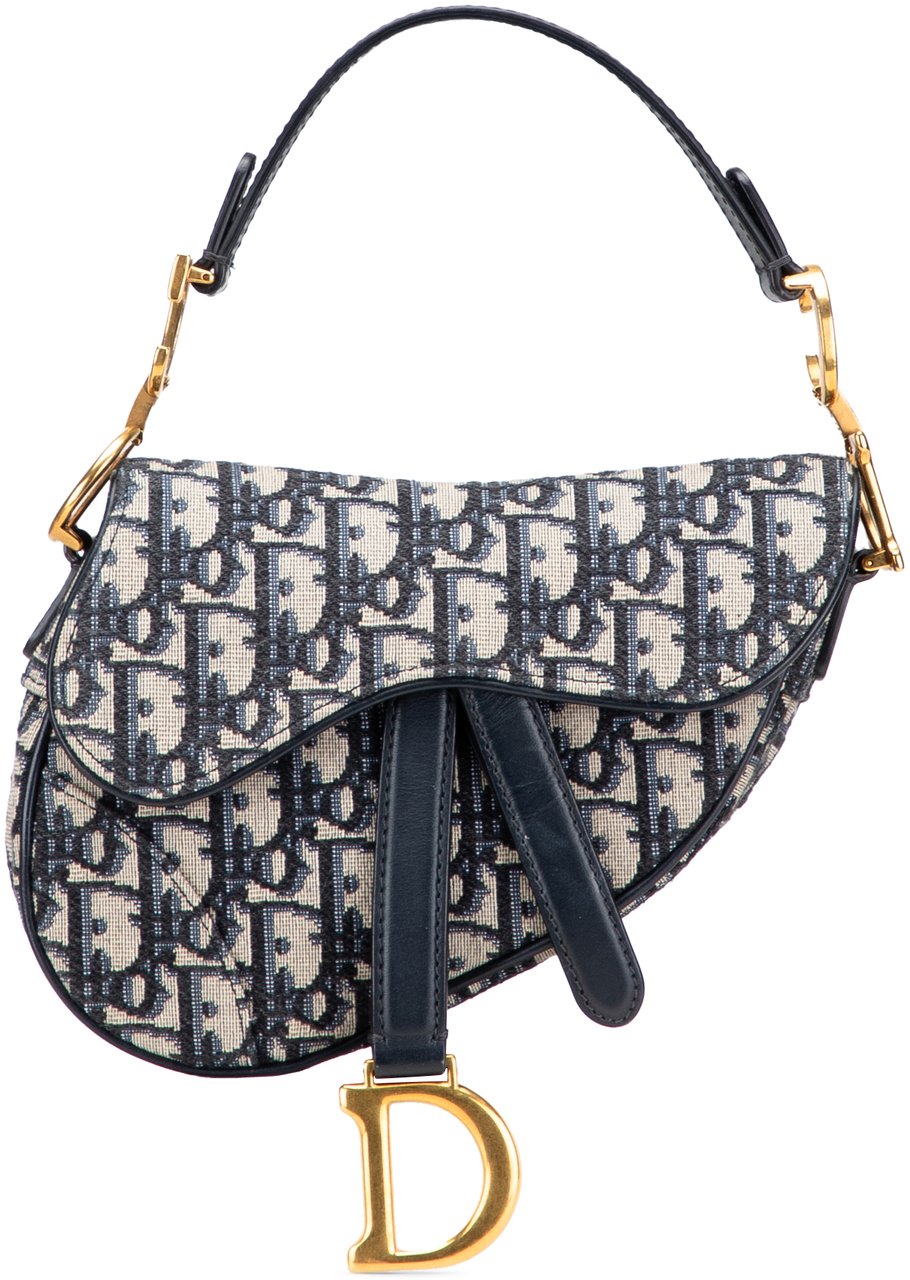 Dior Mini Oblique Canvas Saddle Bag Blauw