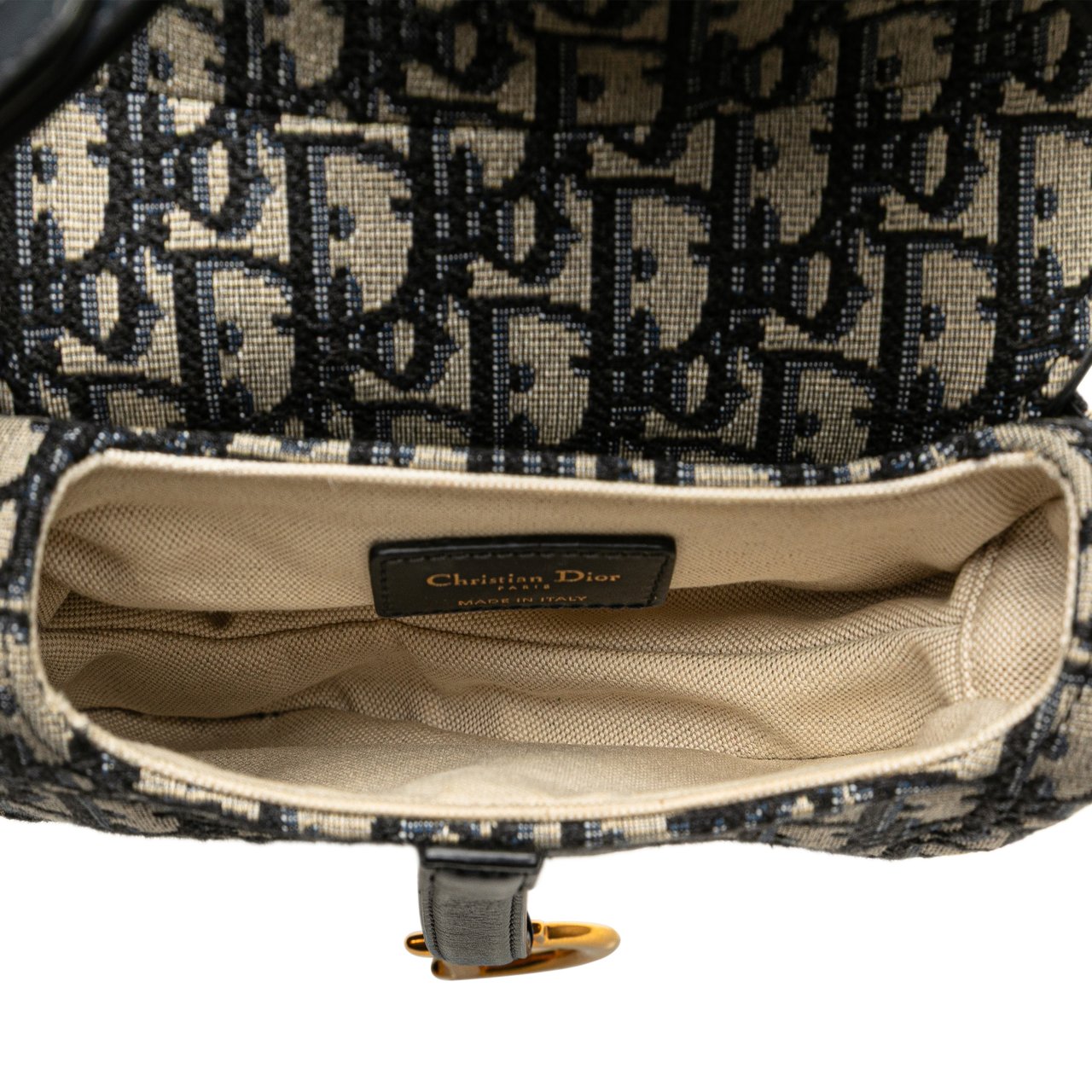 Dior Mini Oblique Canvas Saddle Bag Blauw