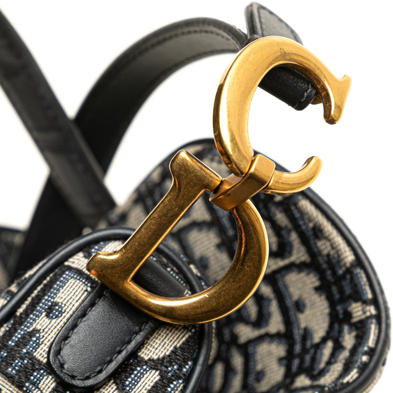 Dior Mini Oblique Canvas Saddle Bag Blauw