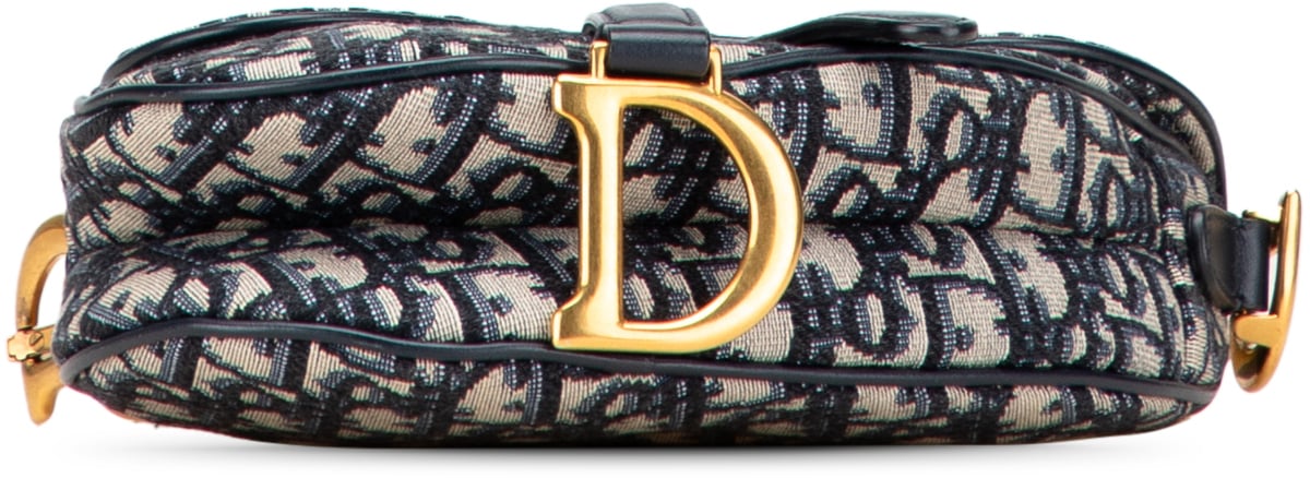 Dior Mini Oblique Canvas Saddle Bag Blauw