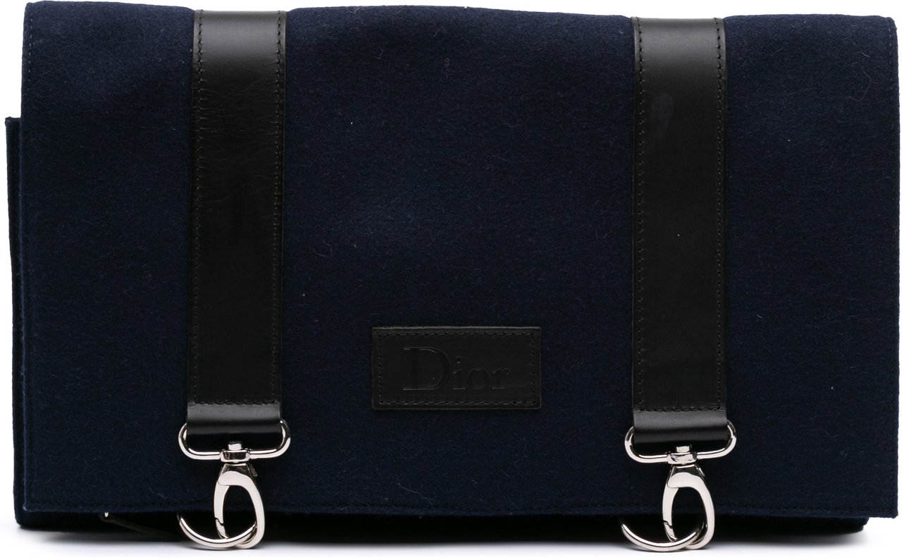 Dior Felt Travel Organizer Clutch Blauw