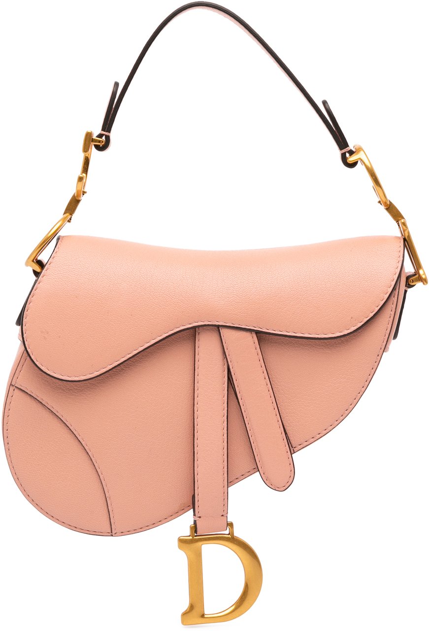 Dior Mini Grained Calfskin Saddle Bag Roze