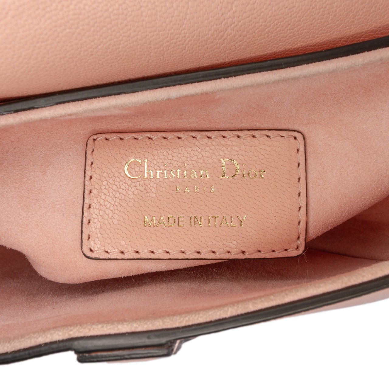 Dior Mini Grained Calfskin Saddle Bag Roze