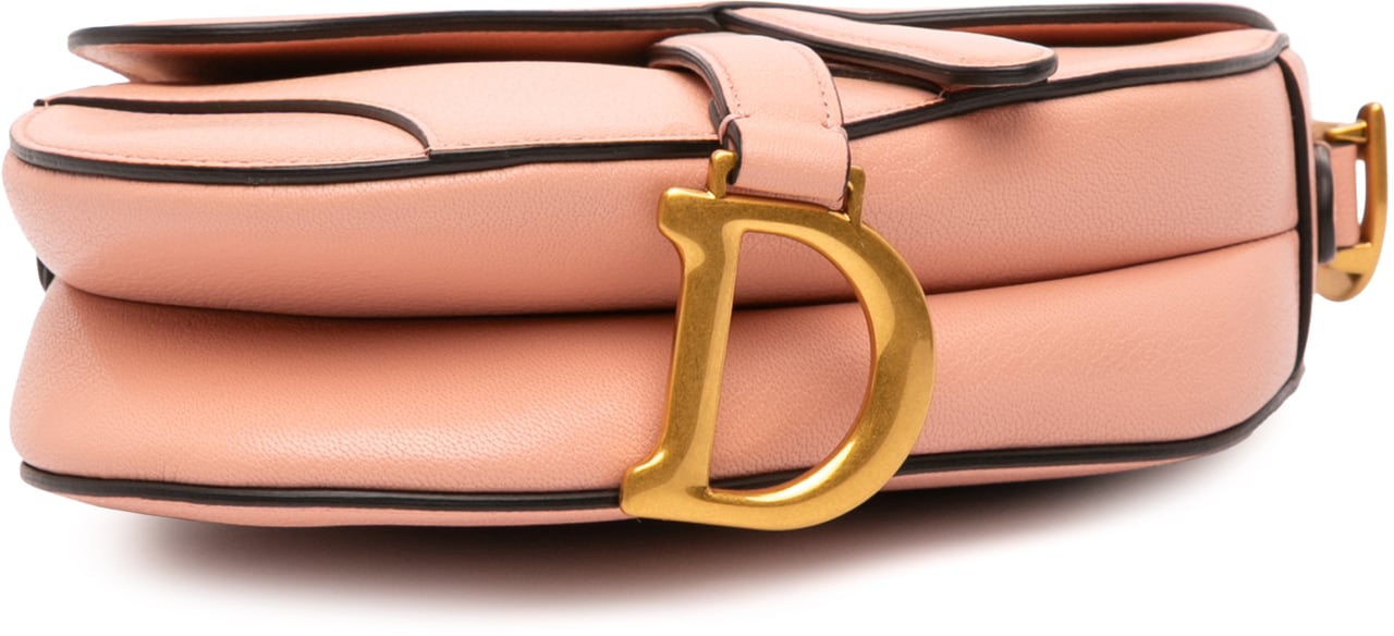 Dior Mini Grained Calfskin Saddle Bag Roze