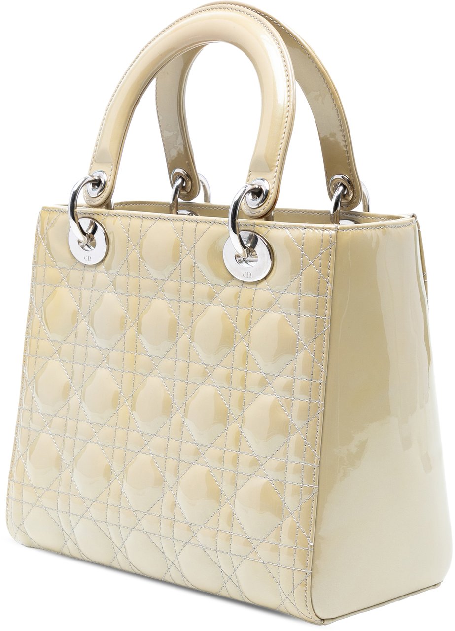 Dior Medium Patent Cannage Lady Dior Bruin