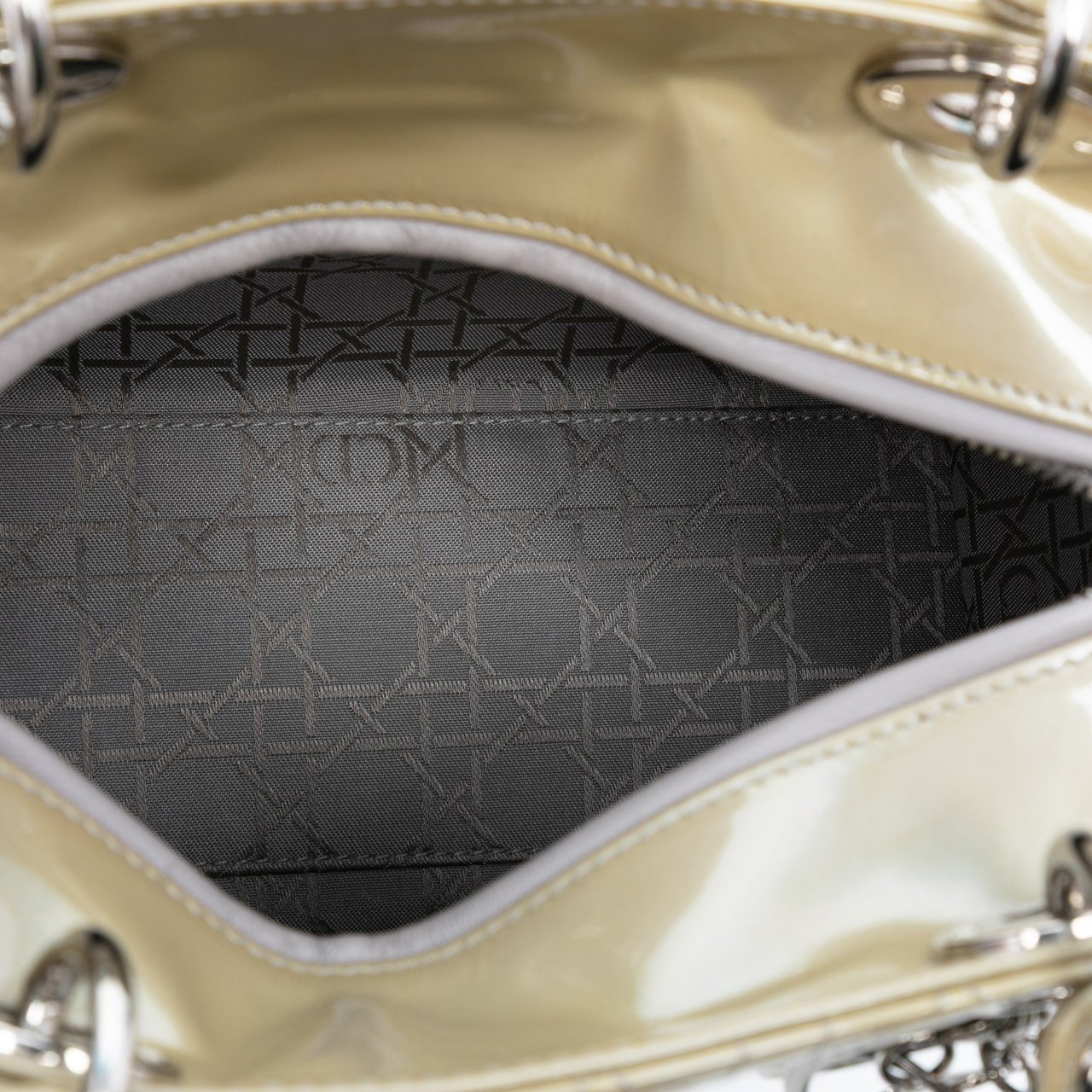 Dior Medium Patent Cannage Lady Dior Bruin