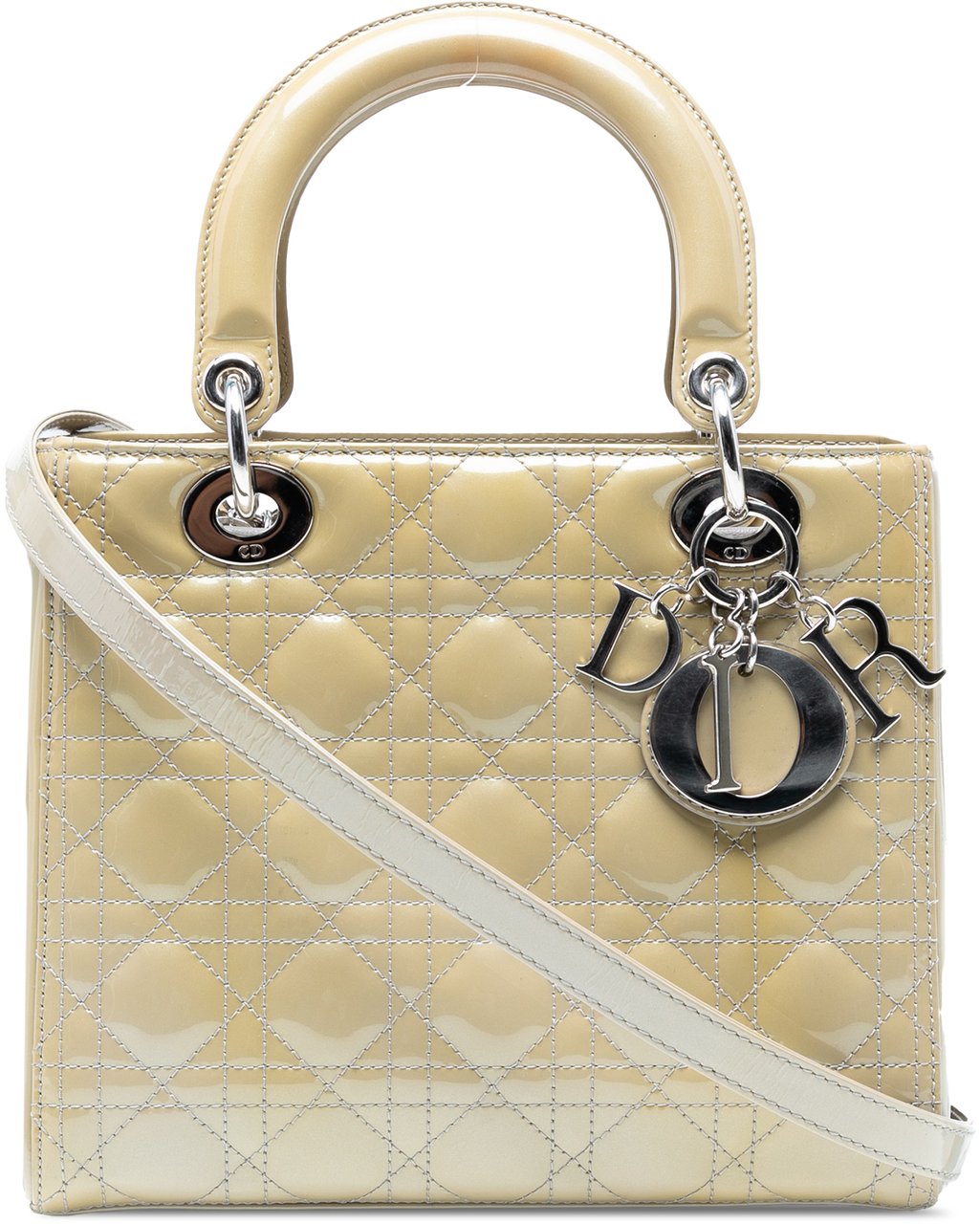 Dior Medium Patent Cannage Lady Dior Bruin