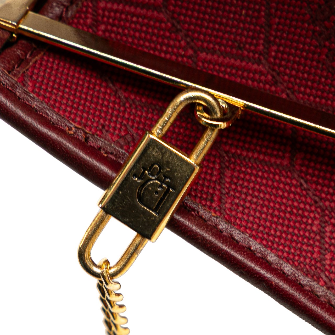 Dior Honeycomb Canvas Clutch With Chain Rood