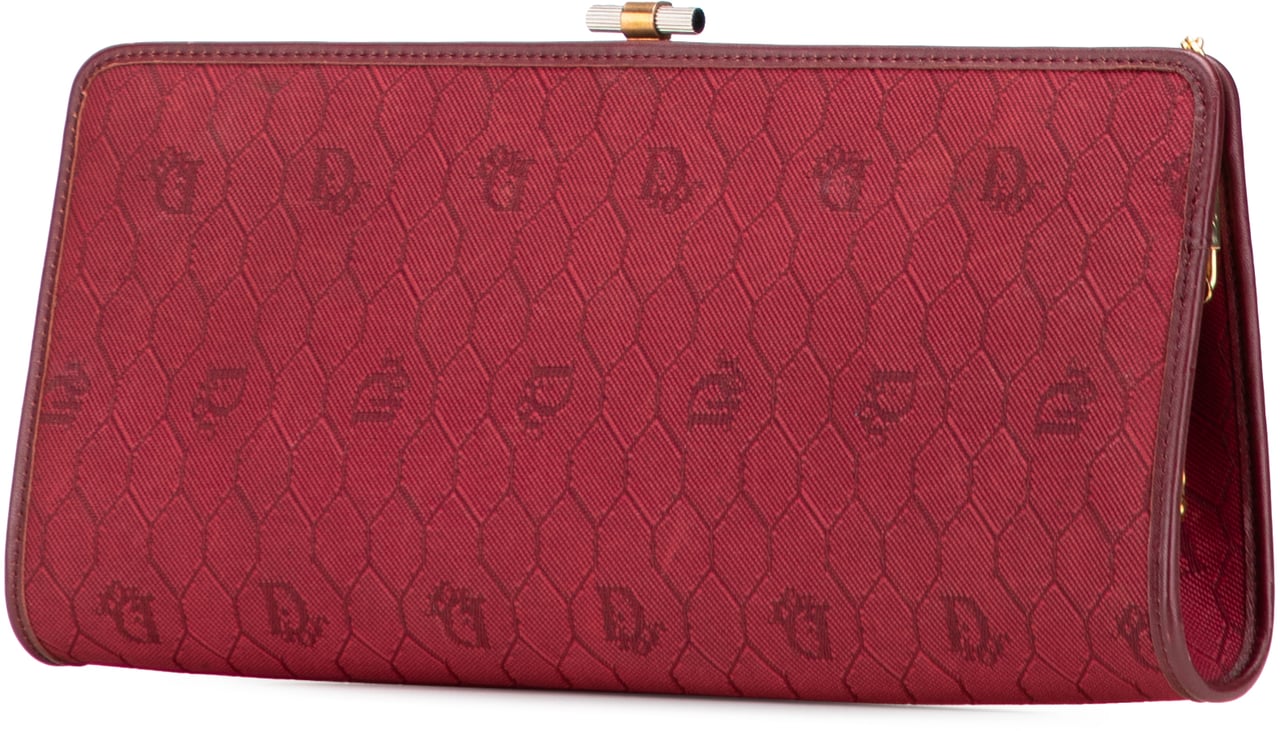 Dior Honeycomb Canvas Clutch With Chain Rood