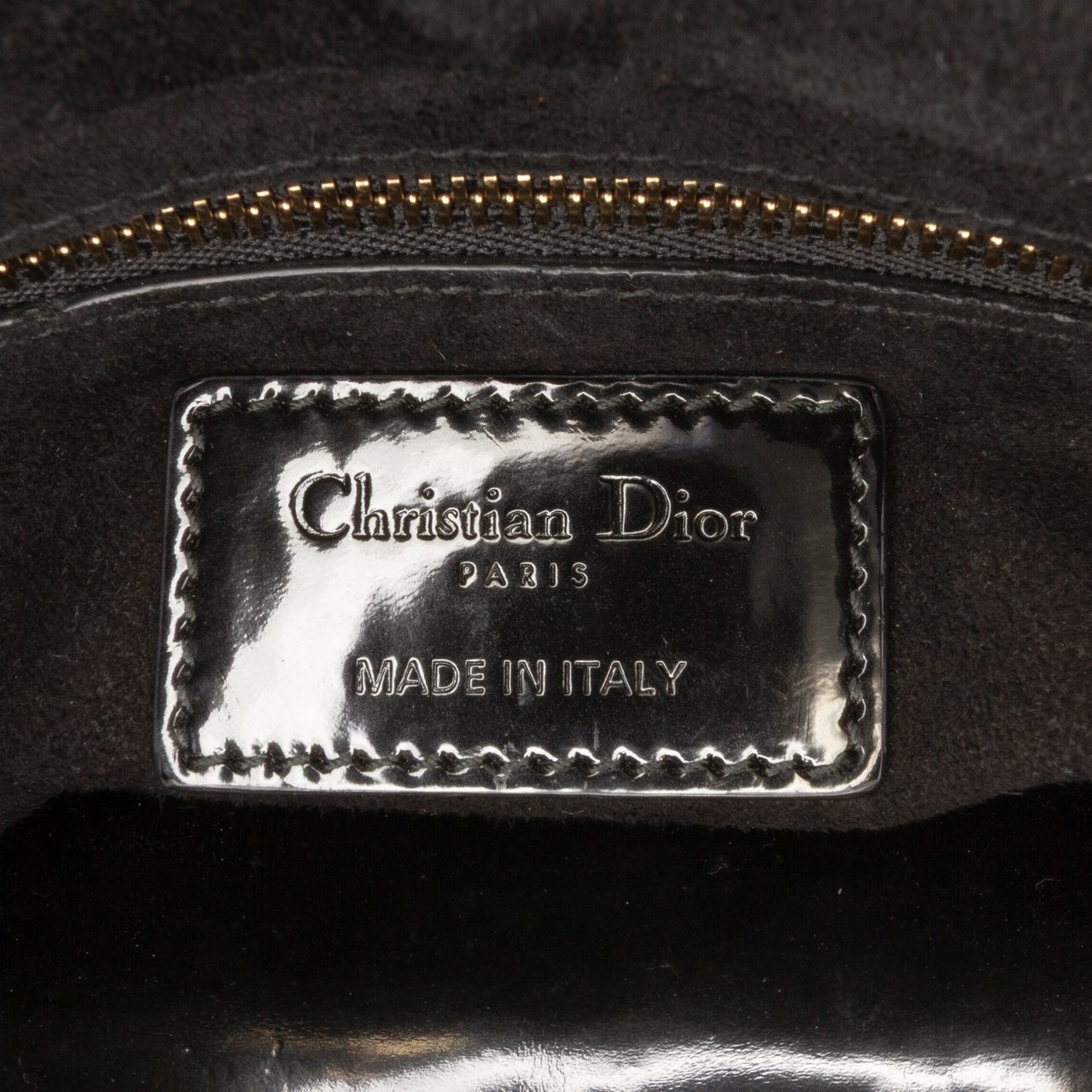 Dior Mini Patent Cannage Studded Supple Lady Dior Zwart