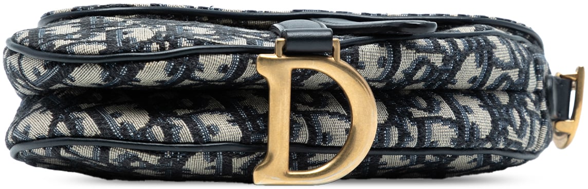 Dior Mini Oblique Canvas Saddle Bag Blauw