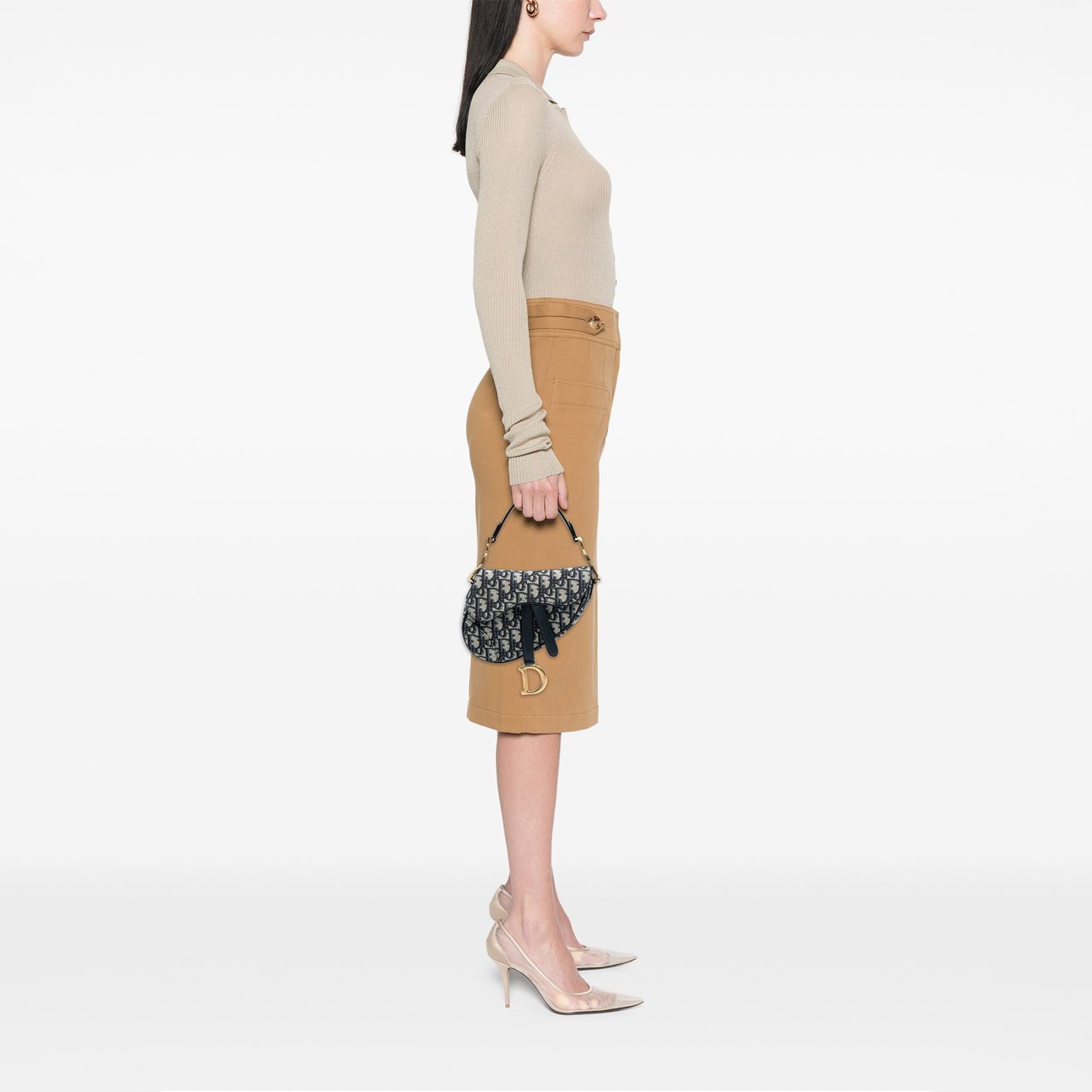 Dior Mini Oblique Canvas Saddle Bag Blauw