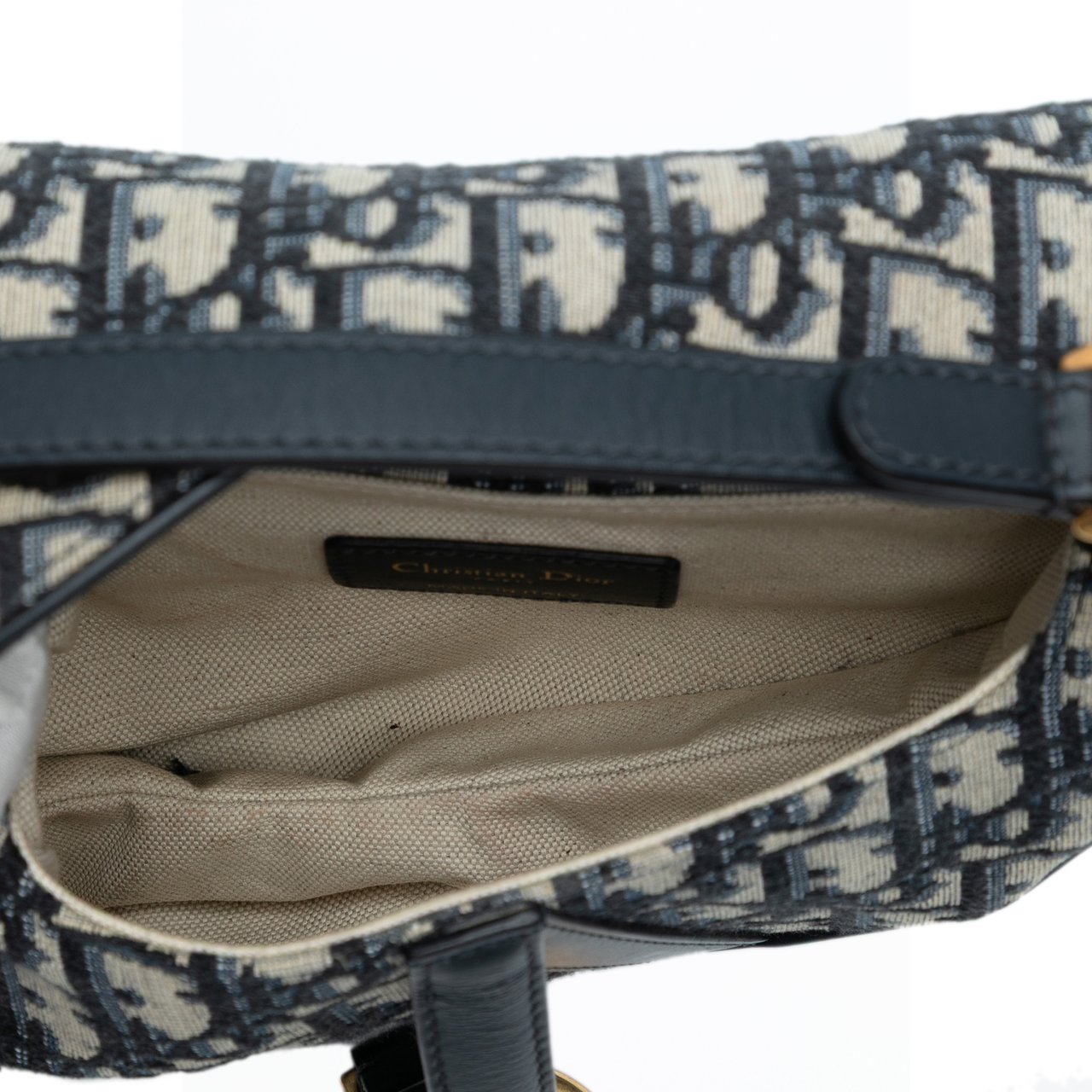 Dior Mini Oblique Canvas Saddle Bag Blauw