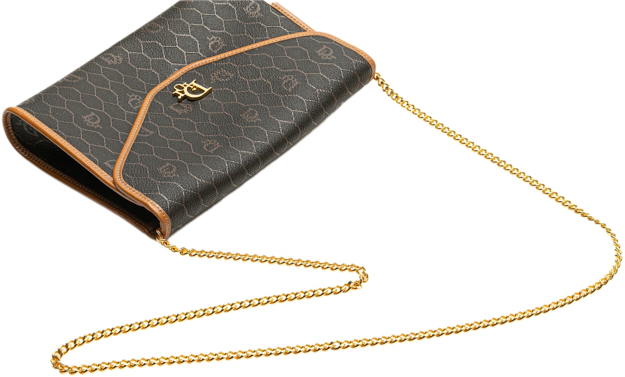 Dior Honeycomb Coated Canvas Chain Crossbody Zwart