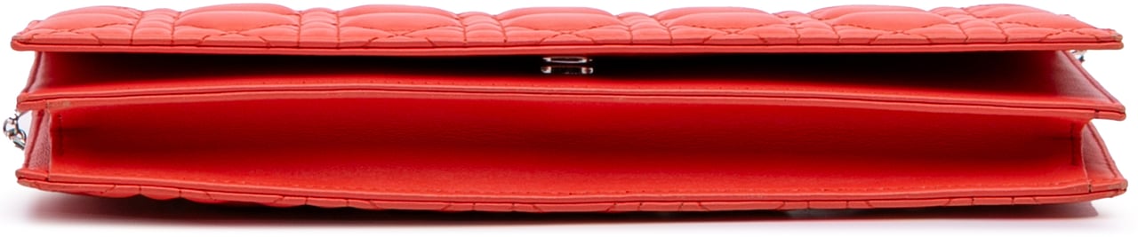 Dior Lambskin Cannage Lady Dior Wallet On Chain Oranje