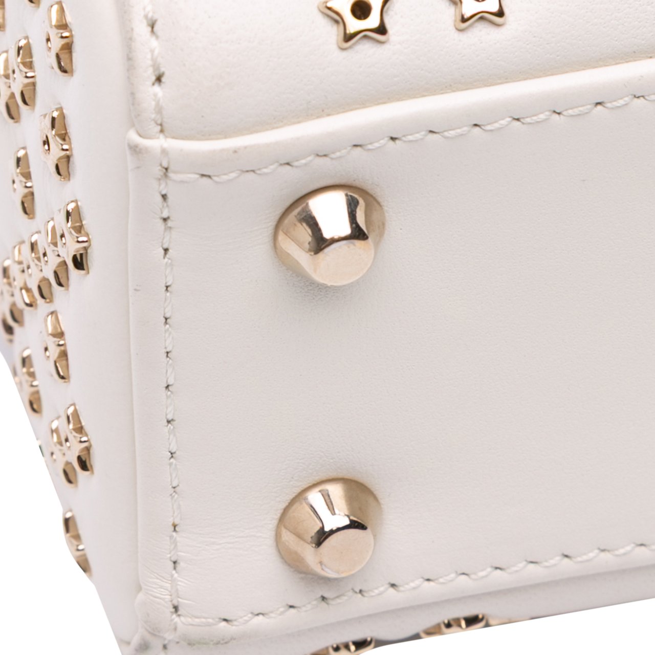 Dior Mini Lambskin Cannage Lucky Star Studded Lady Dior Wit