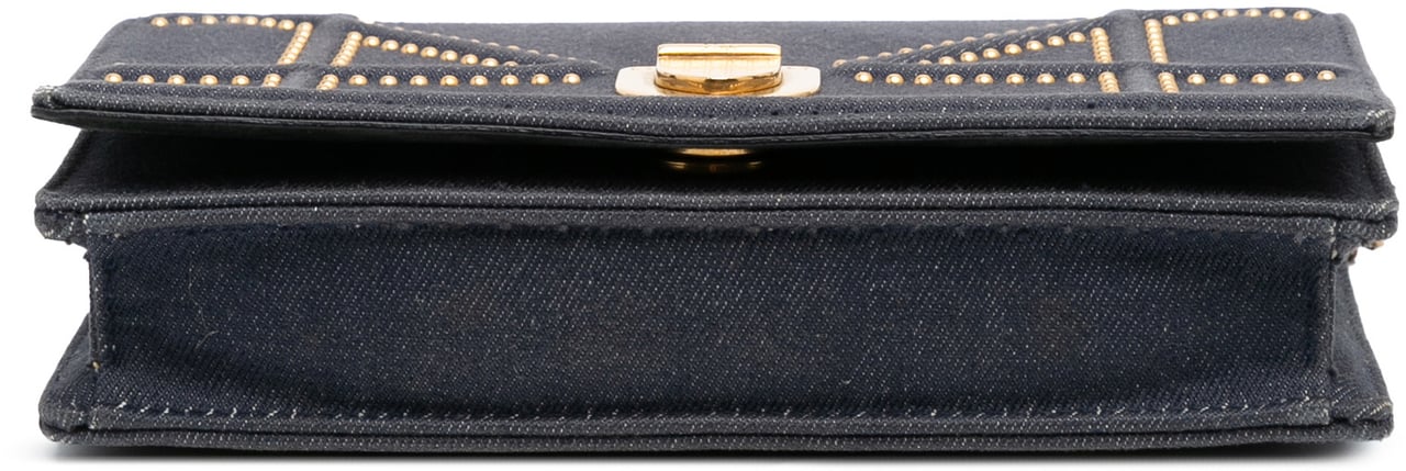 Dior Studded Denim Diorama Wallet on Chain Blauw