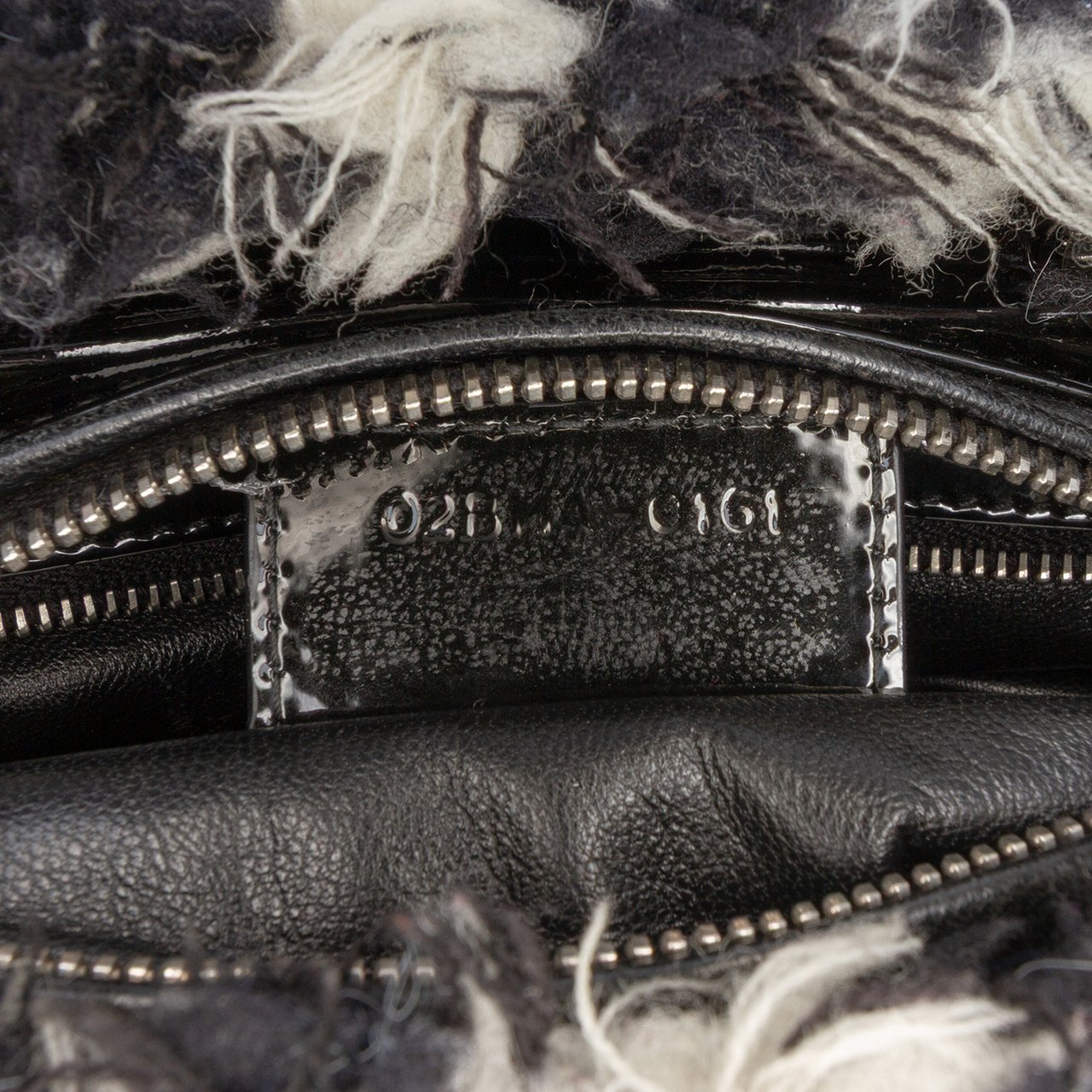 Dior Medium Tweed Cannage Fringe Lady Dior Zwart