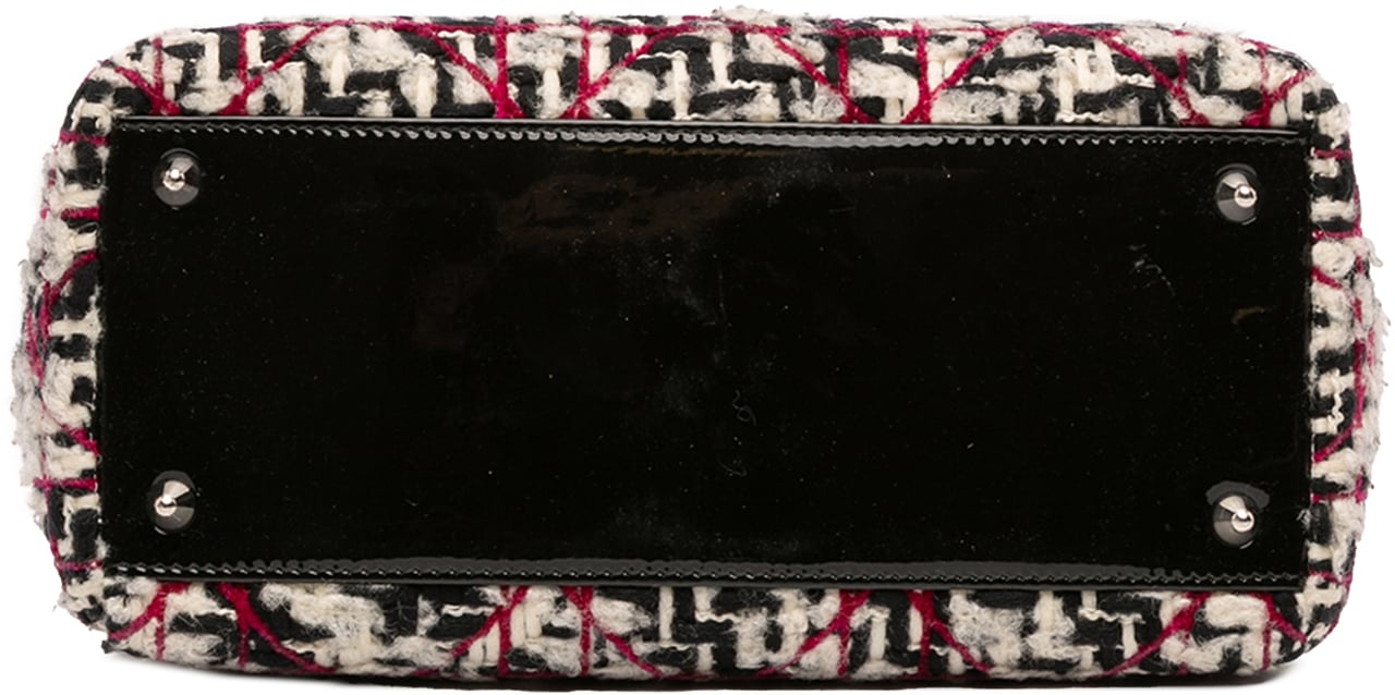 Dior Medium Tweed Cannage Fringe Lady Dior Zwart