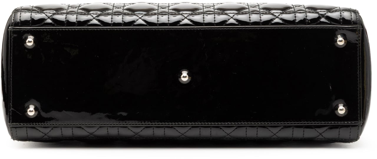 Dior Large Patent Cannage Lady Dior Zwart