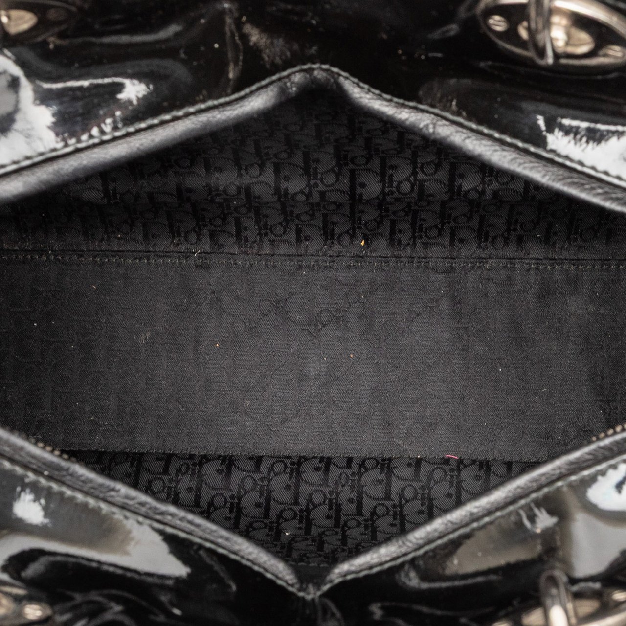 Dior Large Patent Cannage Lady Dior Zwart