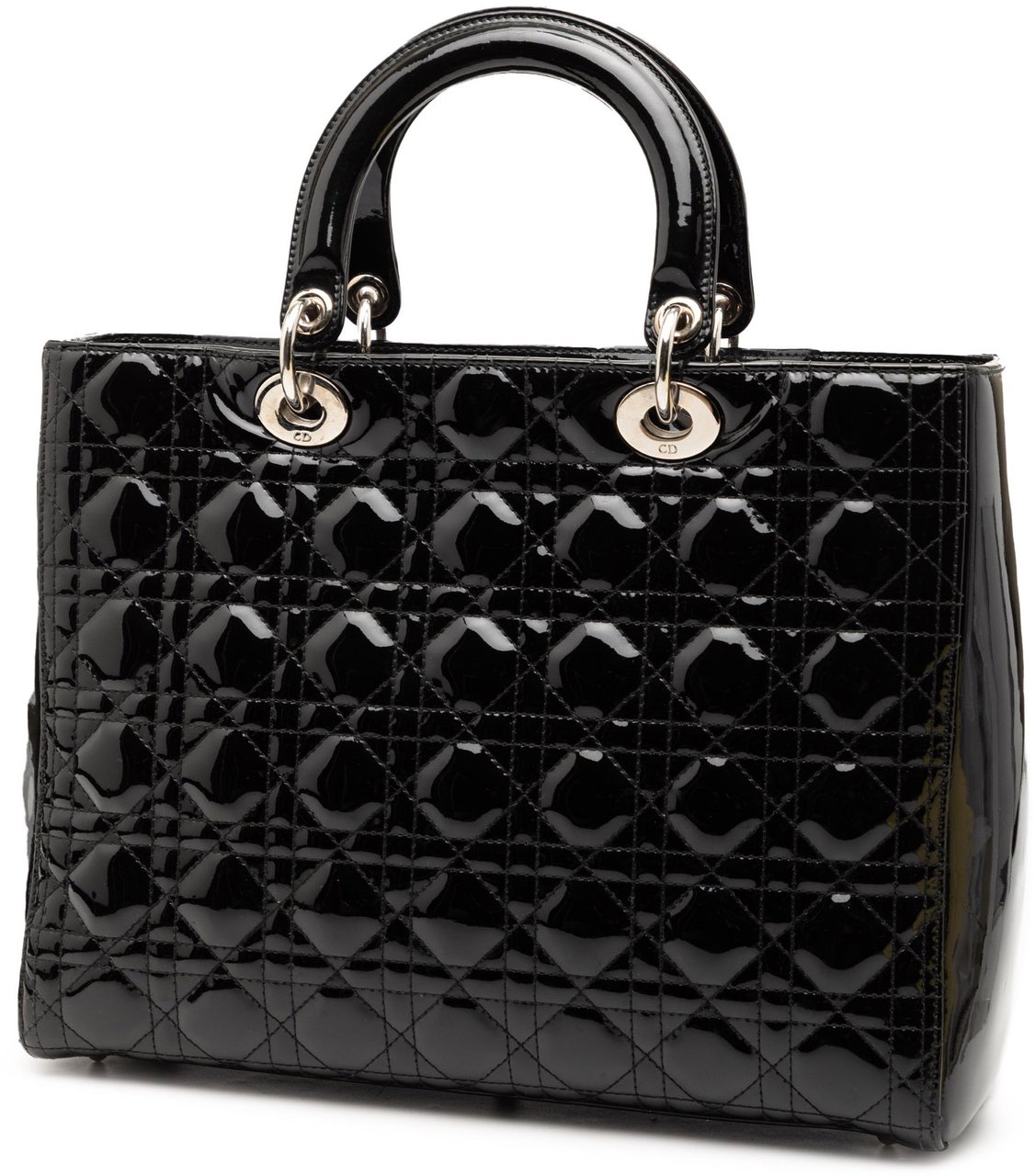 Dior Large Patent Cannage Lady Dior Zwart