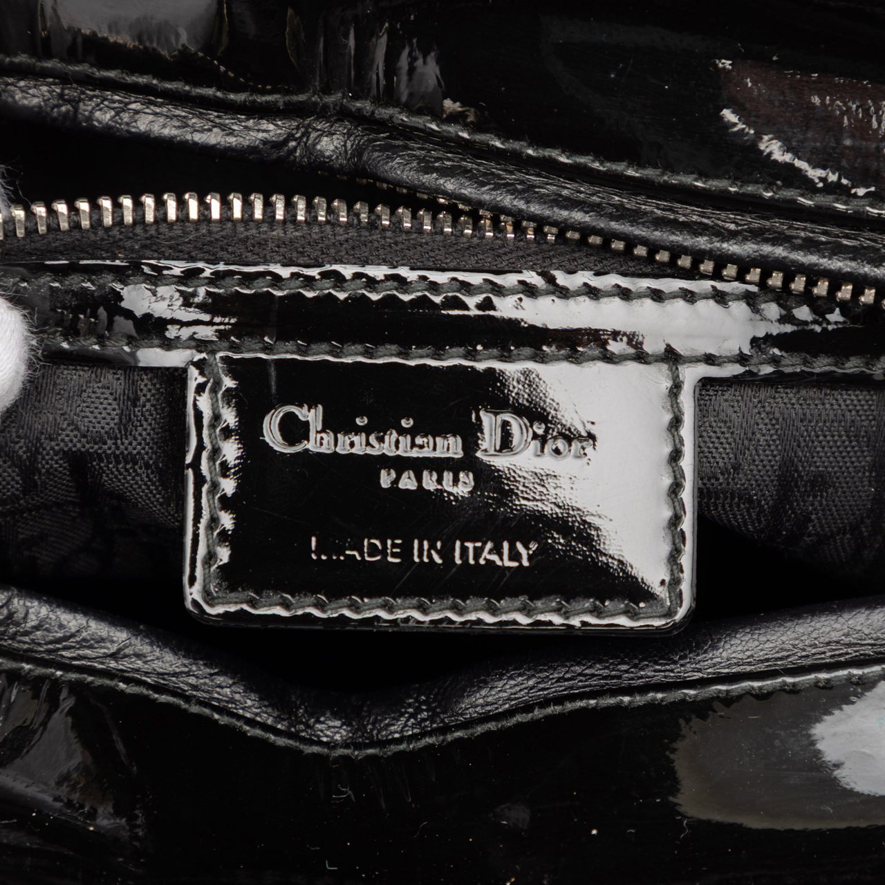 Dior Large Patent Cannage Lady Dior Zwart