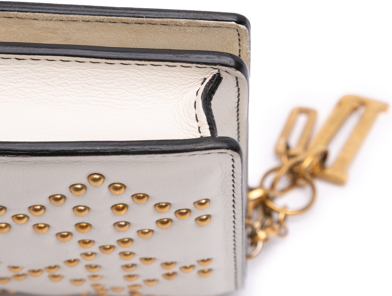 Dior Studded Calfskin Cannage Lady Dior Wallet on Chain Wit