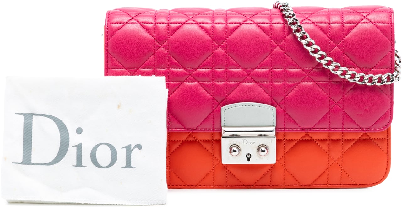 Dior Tricolor Lambskin Cannage Miss Dior Promenade Flap Roze