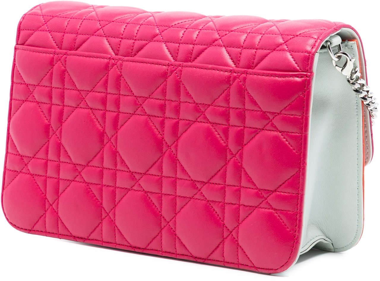 Dior Tricolor Lambskin Cannage Miss Dior Promenade Flap Roze