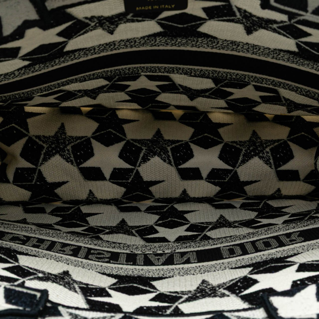 Dior Large Canvas Embroidered Lucky Star Book Tote Blauw