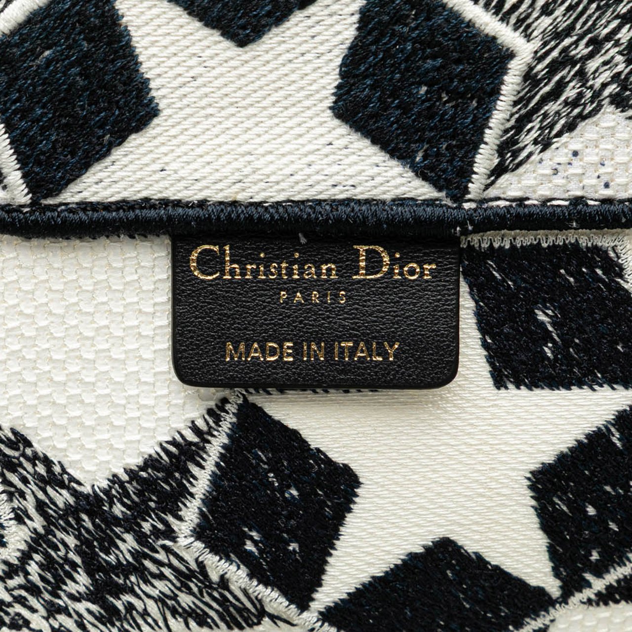 Dior Large Canvas Embroidered Lucky Star Book Tote Blauw