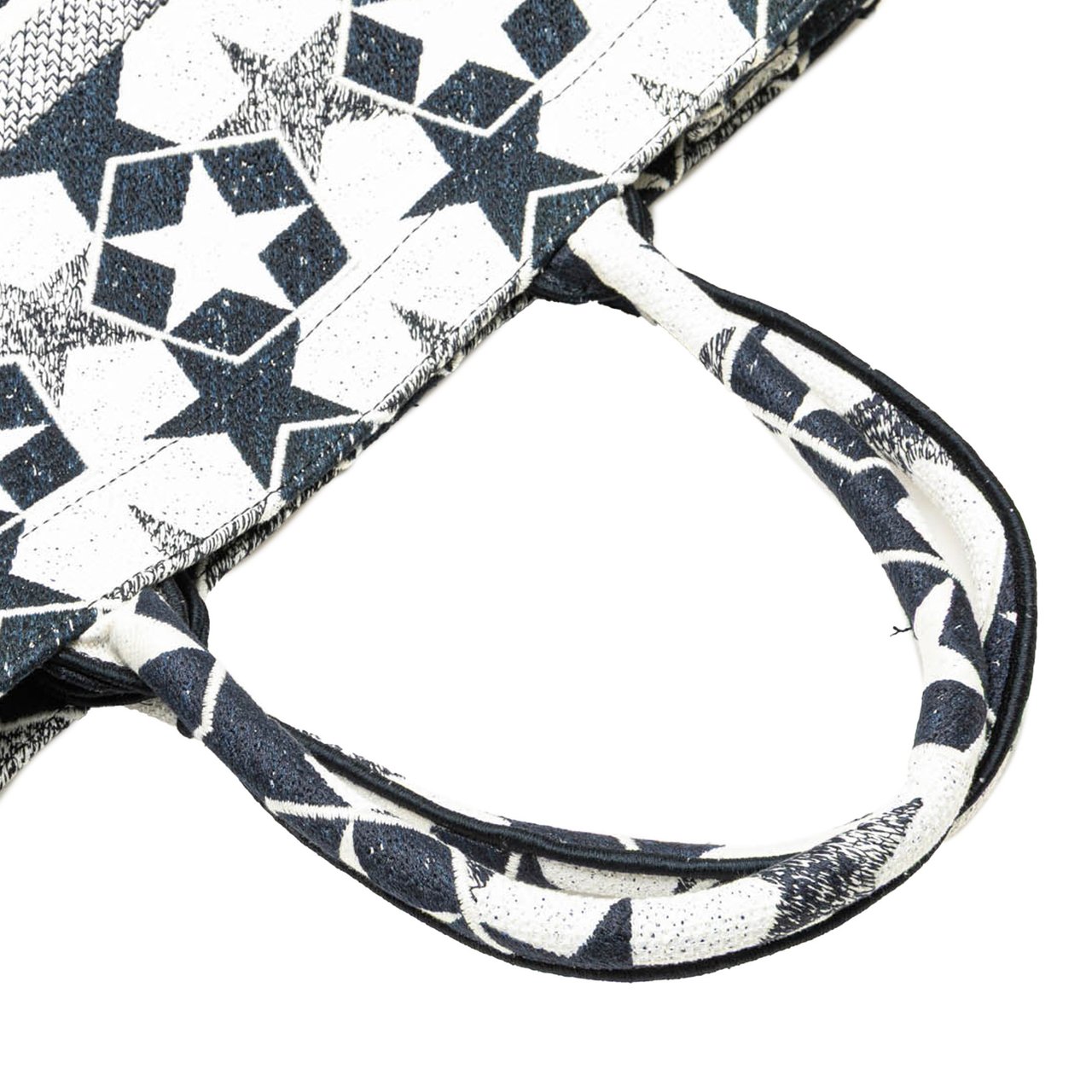 Dior Large Canvas Embroidered Lucky Star Book Tote Blauw