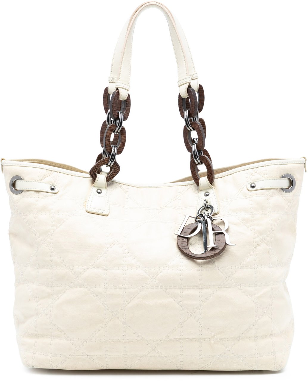 Dior Medium Coated Canvas Cannage Panarea Tote Wit